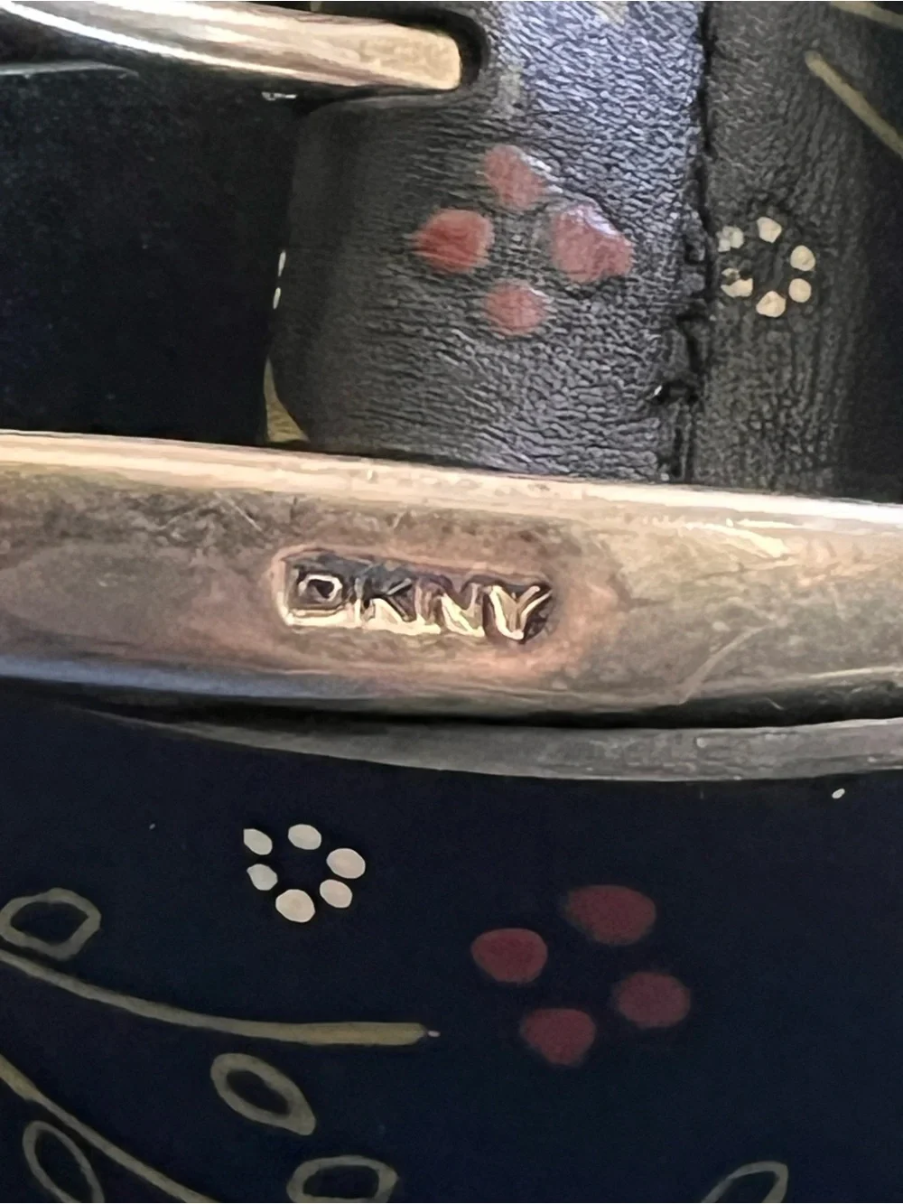 Vintage 2002 DKNY Genuine Leather Hand-Painted Floral Belt – Size M